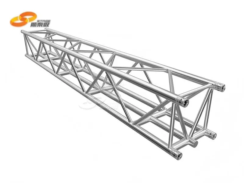 : Modular aluminum truss system for touring theaters, enabling quick assembly and adaptation to various venue ceiling structures.