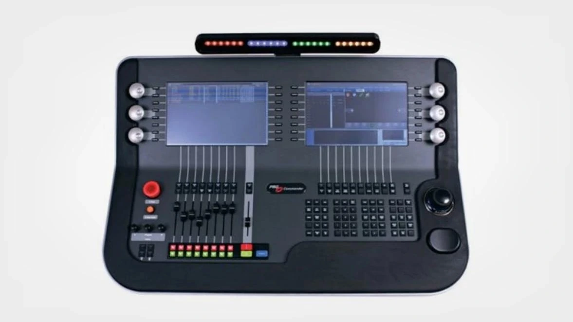 Advanced stage automation control console for multi-axis synchronized movement, ensuring precise cue execution across touring venues.