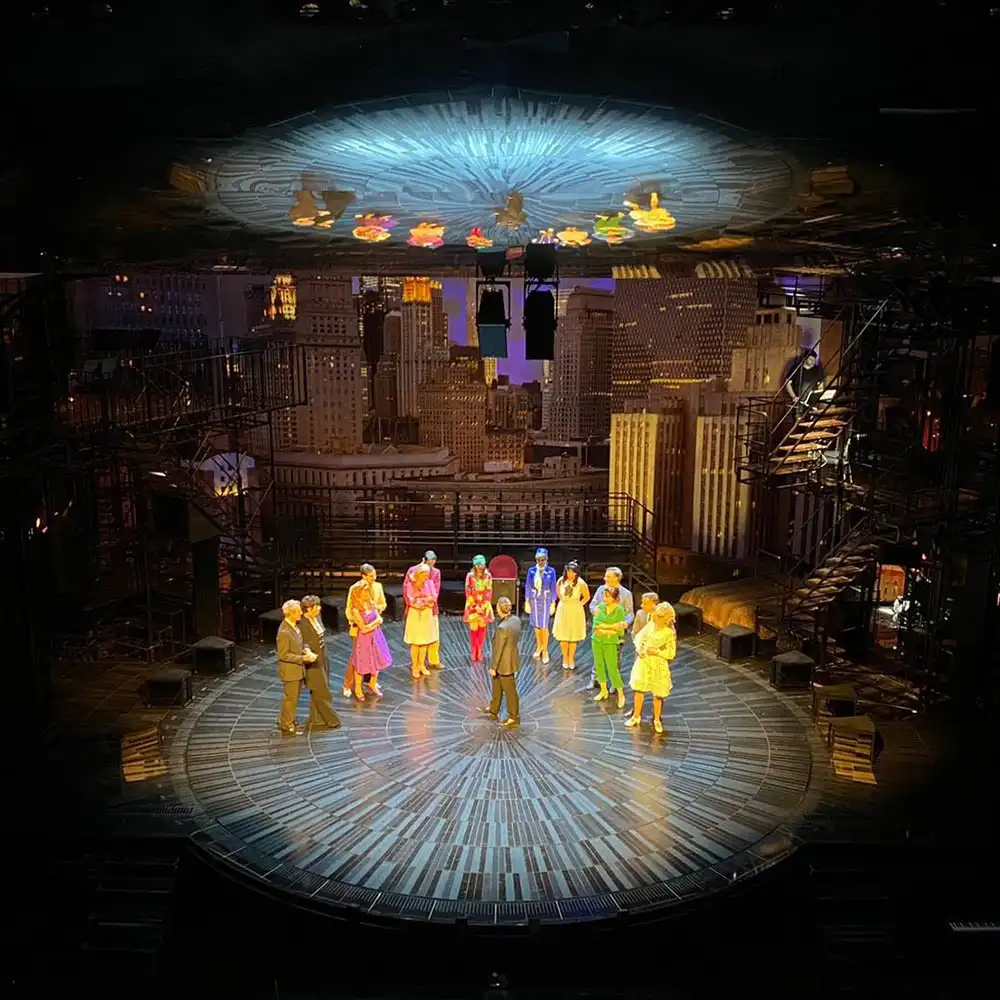 Rotating stage turntable in operation