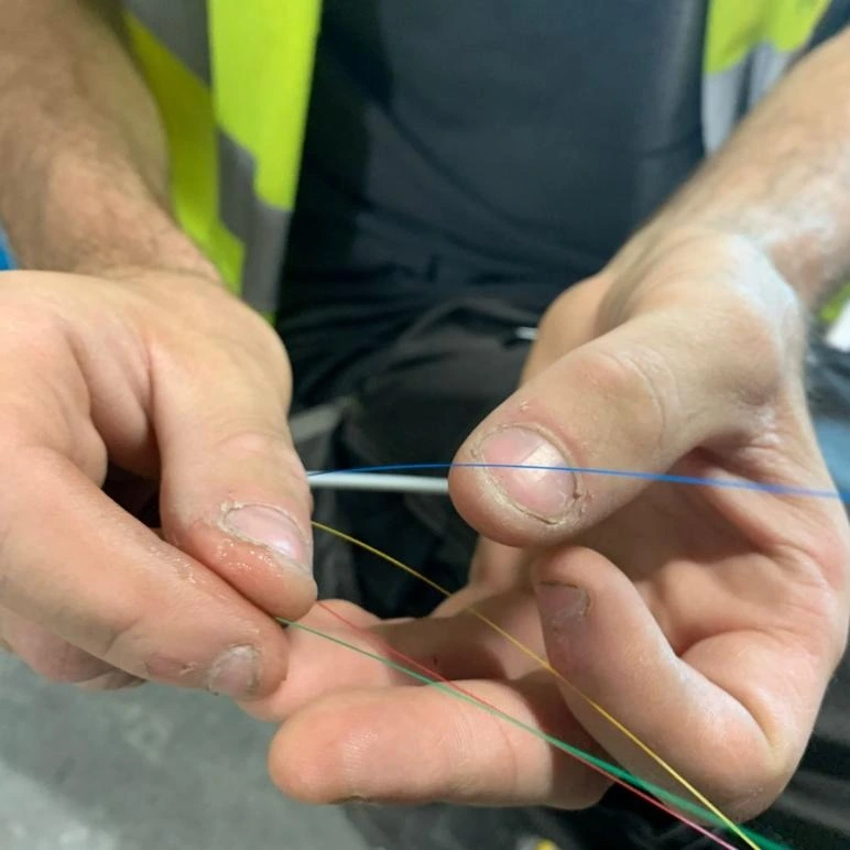 Technician performing stage machinery